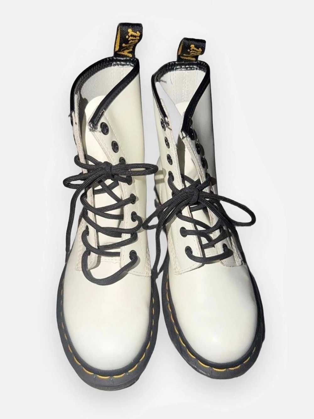 Dr. Martens 1460 Smooth Leather Lace-Up Boots White Leather Combat Boots US 6